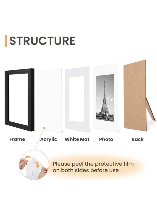 upsimples 5x7 Picture Frame Set of 10, 4x6 with Mat or 5x7 Without Mat, Multi Photo Frames Collage for Wall or Tabletop Display, Black - Image 4