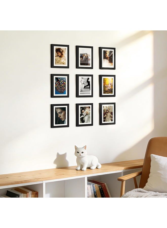 upsimples 5x7 Picture Frame Set of 10, 4x6 with Mat or 5x7 Without Mat, Multi Photo Frames Collage for Wall or Tabletop Display, Black - Image 2