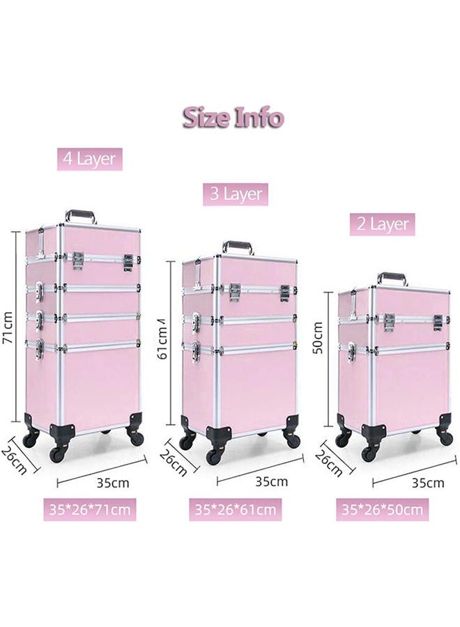 Professional Makeup Case, Rolling Makeup Trolley Case, Large Makeup Train Case, Portable Traveling Cosmetic Case, Lockable Jewelry Travel Cosmetic  - Image 2