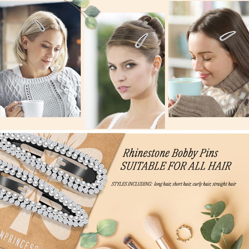 KANPRINCESS 2PCS Rhinestone Hair Clips,Snap Hair Accessories,Decorative Hair Clips,Rhinestone Barrettes For Women Girls(SET11) - Image 5