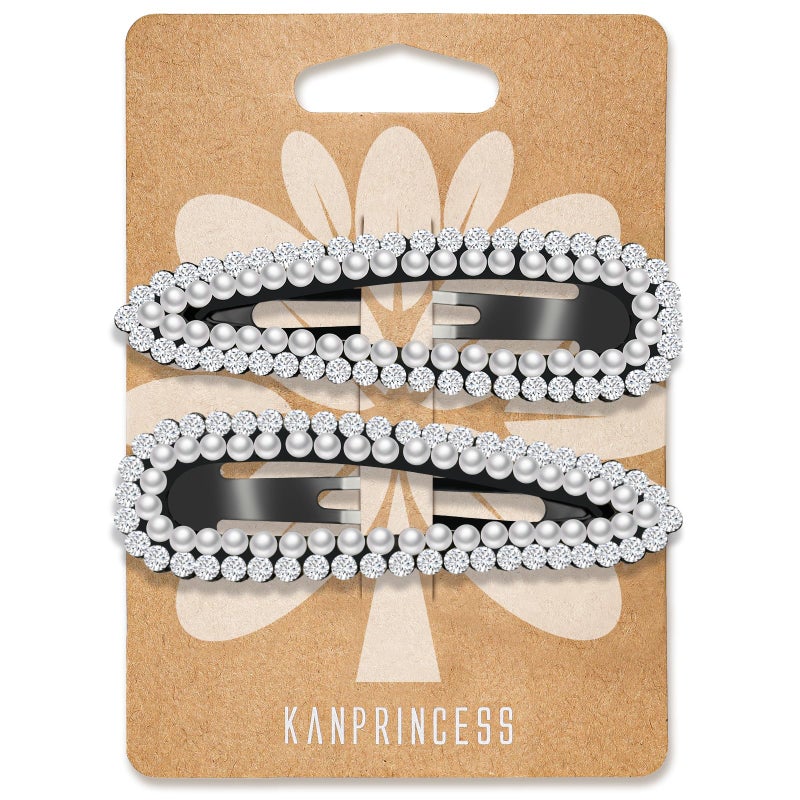 KANPRINCESS 2PCS Rhinestone Hair Clips,Snap Hair Accessories,Decorative Hair Clips,Rhinestone Barrettes For Women Girls(SET11) - Image 1