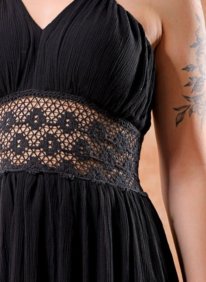 Freehand  Women Fit and Flared Solid V-Neck Sleeveless Maxi Dress for Women | Best Price UAE