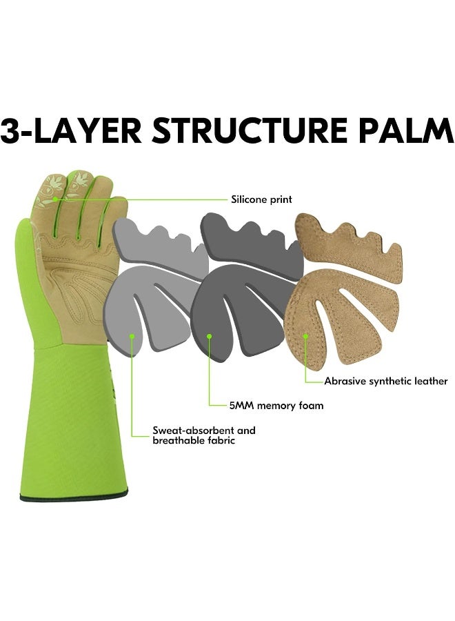VGO Vgo 1-Pair Ladies' Synthetic Leather Gardening Gloves, Long Sleeves Gauntlet, Breathable & Grip Work Gloves, High Dexterity, Washable (Size S, Green, SL7445)  - Image 2