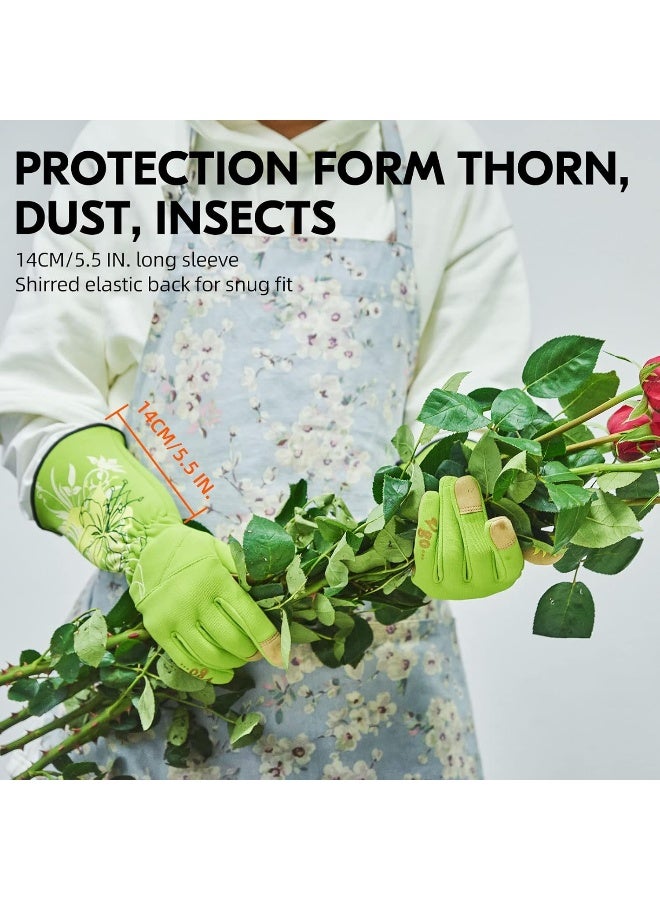 VGO Vgo 1-Pair Ladies' Synthetic Leather Gardening Gloves, Long Sleeves Gauntlet, Breathable & Grip Work Gloves, High Dexterity, Washable (Size S, Green, SL7445)  - Image 4