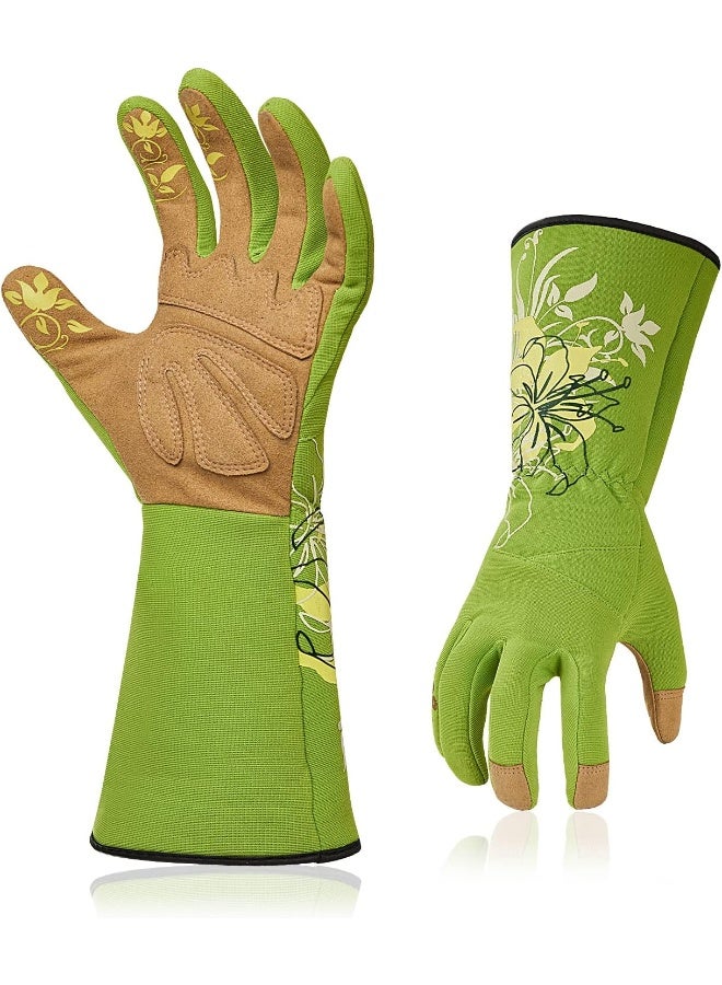 VGO Vgo 1-Pair Ladies' Synthetic Leather Gardening Gloves, Long Sleeves Gauntlet, Breathable & Grip Work Gloves, High Dexterity, Washable (Size S, Green, SL7445)  - Image 1