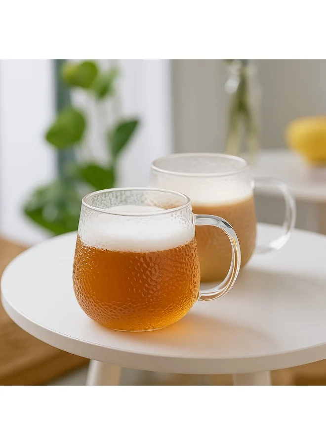 فيسمان 2-Piece 300ml Borosilicate Glass Cups – Durable Heat-Resistant Drinkware for Coffee, Tea, Juice, and Hot or Cold Beverages, Elegant Transparent Design for Home, Office, and Everyday Use