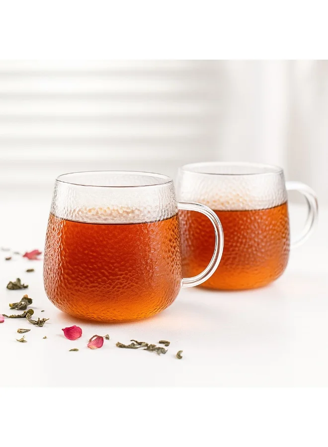 فيسمان 2-Piece 300ml Borosilicate Glass Cups – Durable Heat-Resistant Drinkware for Coffee, Tea, Juice, and Hot or Cold Beverages, Elegant Transparent Design for Home, Office, and Everyday Use