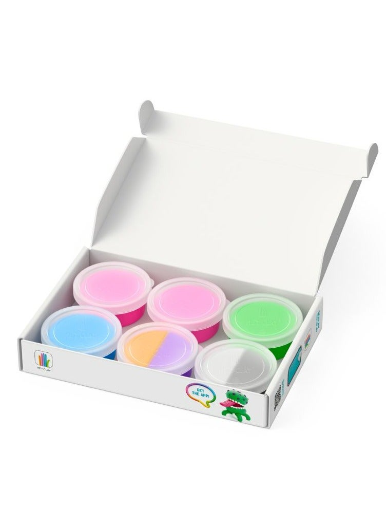 HEY CLAY DIY  Aliens: Burger, Trio, Scorpio Plastic Creative Modelling Air-Dry Clay For Kids 6 Cans - Image 2