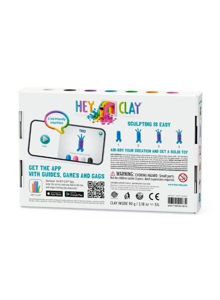 HEY CLAY DIY  Aliens: Burger, Trio, Scorpio Plastic Creative Modelling Air-Dry Clay For Kids 6 Cans - Image 3