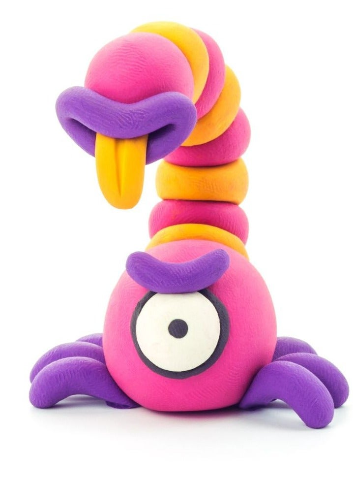 HEY CLAY DIY  Aliens: Burger, Trio, Scorpio Plastic Creative Modelling Air-Dry Clay For Kids 6 Cans - Image 4