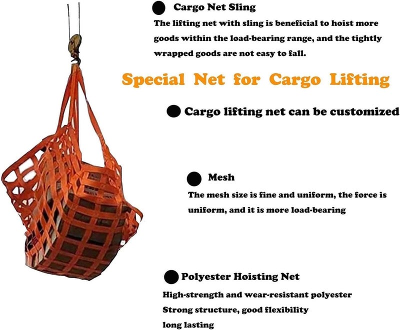 Web Safety Lifting Webbing - Cargo Lifting Nets, Lifting Pallet Cargo Nets Lifting Nets Heavy Cargo Lifting Bags Used for Cranes (Size : 1.5 X 1.5M/Mesh 10cm/Load 500kg) - Image 3