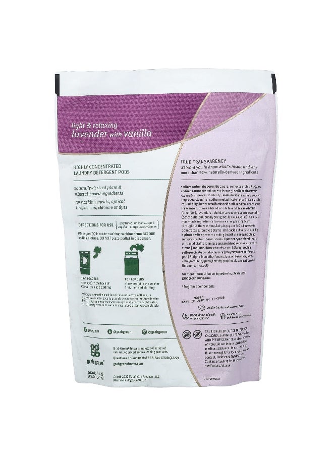 Grab Green Grab Green, 3 in 1 Laundry Powder Detergent Pods, Lavender with Vanilla, 24 Loads, 13.5 oz (384 g)  - Image 2