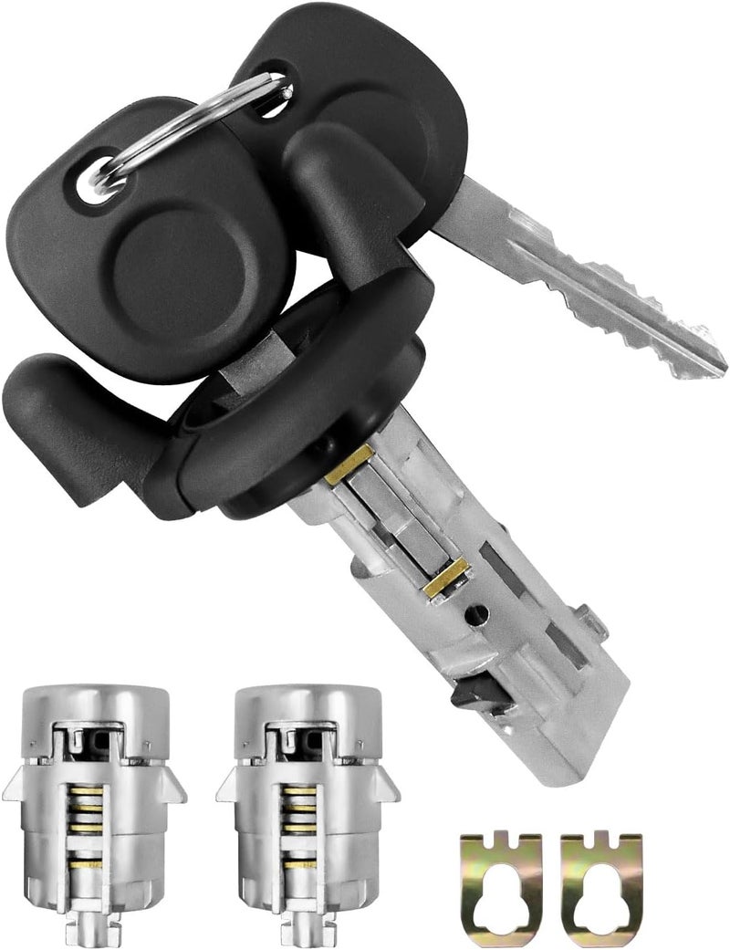 HUQUZN Ignition Switch Lock Cylinder and Door Lock Cylinder Set with Key for Chevy GMC 1999-2000 - Image 1