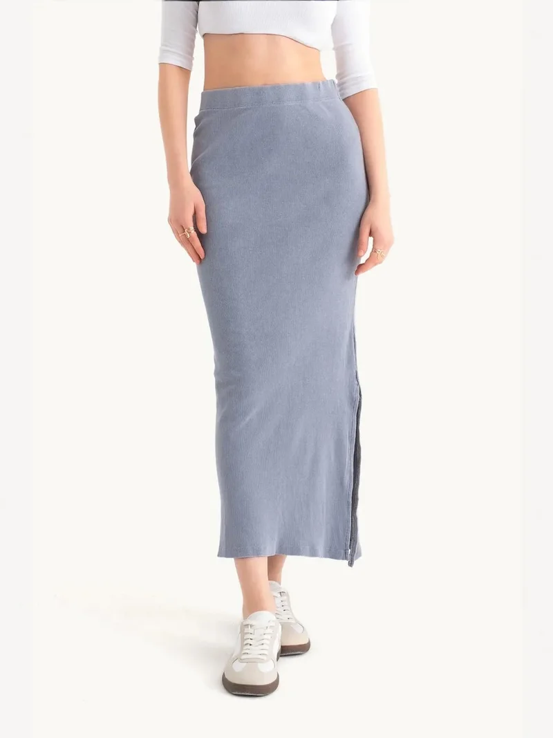 HICCUP Mid Rise Elastic Waist Basic Midi Skirt