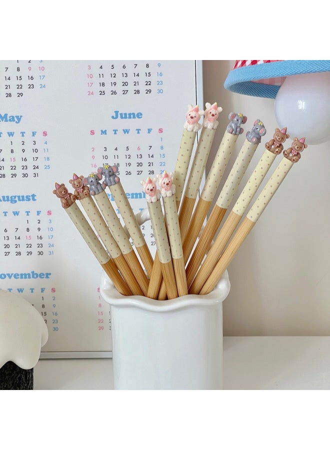 Cute Ins Style Cartoon Animal Bamboo Chopsticks Gift Little Red Riding Book Explosions Gift Wholesale-Color:Full Body Three-dimensional Bear-gift Box-Specifications:19.5cm (children's Chopsticks)  - Image 2