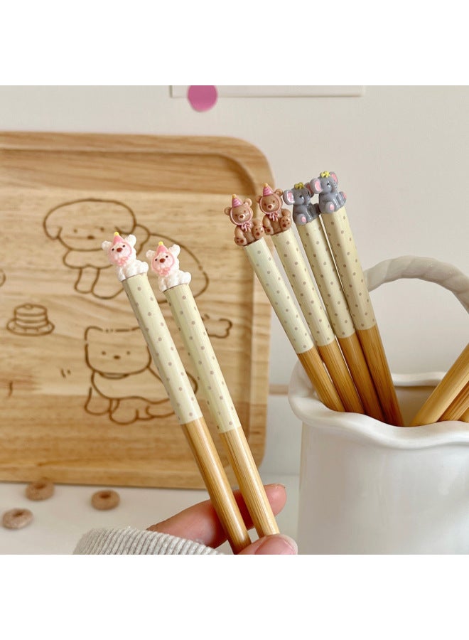 Cute Ins Style Cartoon Animal Bamboo Chopsticks Gift Little Red Riding Book Explosions Gift Wholesale-Color:Full Body Three-dimensional Bear-gift Box-Specifications:19.5cm (children's Chopsticks)  - Image 3