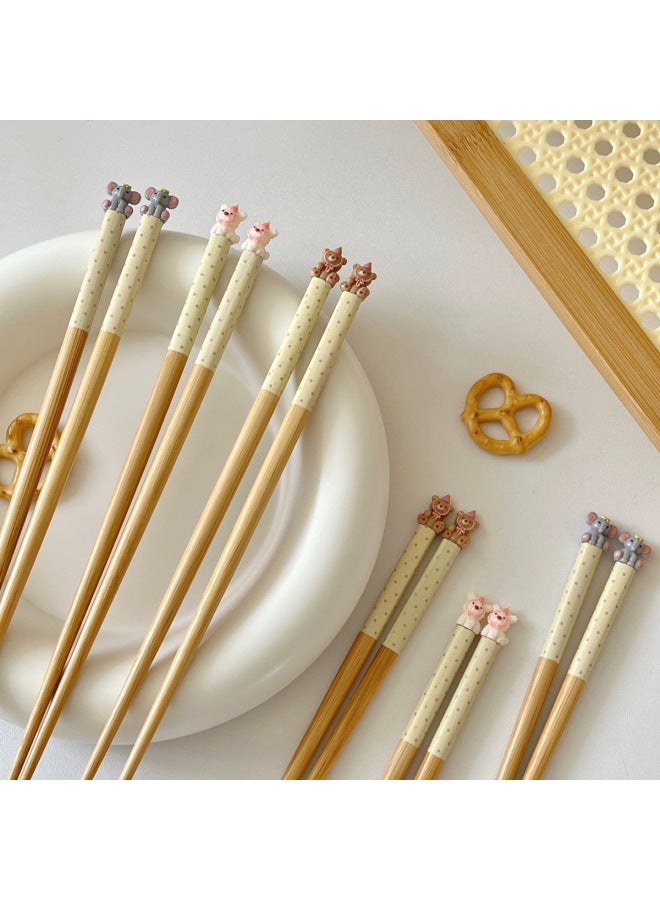Cute Ins Style Cartoon Animal Bamboo Chopsticks Gift Little Red Riding Book Explosions Gift Wholesale-Color:Full Body Three-dimensional Bear-gift Box-Specifications:19.5cm (children's Chopsticks)  - Image 4