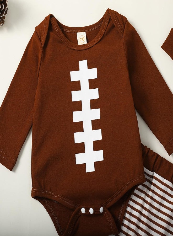 YINGISFITM طقم ملابس YINGISFITM My First Football Baby Boy Outfit، يتضمن بدلة كرة قدم بأكمام طويلة وبنطال رغبي، طقم ملابس بيسبول للأطفال (بني، 3-6 أشهر) - Image 5