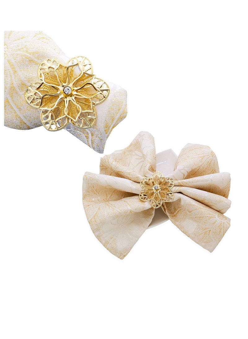 Flower Napkin Rings 10 Pieces Napkin Ring Holders Banquet Home Party Decorfor Elegant and Exquisite Table Decor for Wedding Party Dinner - Reusable Napkin Buckle Holder Rings Golden and Silver - Image 3