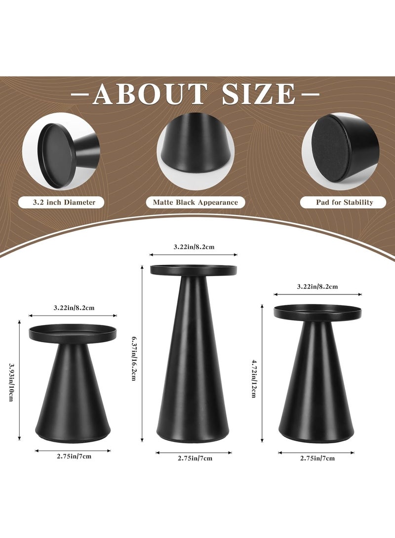 YelaJoy Black Iron Plate Candle Holder Set of 3-4 & 4.7 & 6.4 Inch Tall, Decorative Iron Pillar Candle Plate, Elegant Candle Stand for LED & Wax Candles, Incense Cones, Spa, Weddings (Candles Not Including) - Image 3