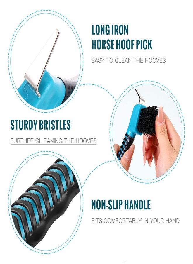 سكايليتي مجموعة سكايليتي المكونة من 10 قطع من فرشاة تنظيف حوافر الخيول بمقبض مطاطي ناعم، فرشاة محمولة لتنظيف حوافر الخيول، مستلزمات الخيول، لون عشوائي - Image 4