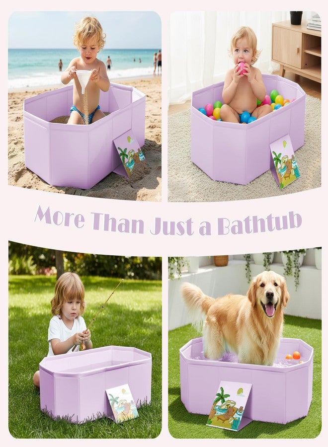 PGONEEE Baby Bathtub for Newborn to Toddlers, Foldable Infants Babies Bath Tub with Non-Slip Base and Drain Plug, Portable Bathtub for Home Outdoor (Pink, 75-45-25CM) - Image 2