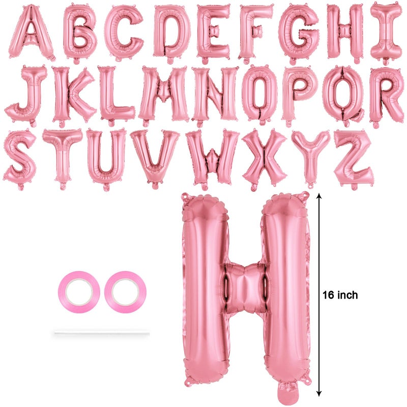 YOTHORN 26 Pcs Pink Letter Balloons,16 Inch Foil Alphabet Letter Balloons,Letter A-Z Balloon Banner Custom Phrase Balloon for Birthday Party Wedding Anniversary Decoration (Pink 26pcs) - Image 2