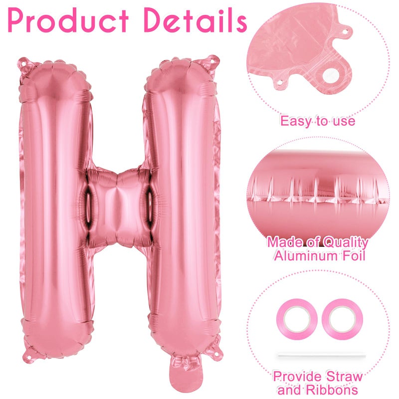 YOTHORN 26 Pcs Pink Letter Balloons,16 Inch Foil Alphabet Letter Balloons,Letter A-Z Balloon Banner Custom Phrase Balloon for Birthday Party Wedding Anniversary Decoration (Pink 26pcs) - Image 5