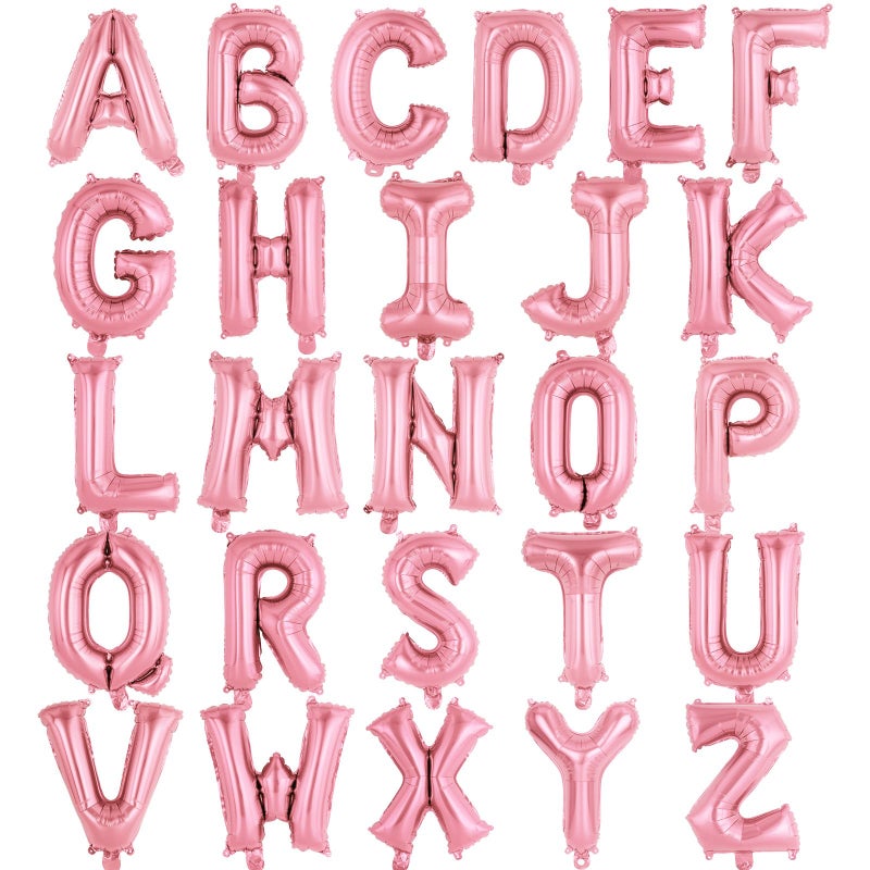 YOTHORN 26 Pcs Pink Letter Balloons,16 Inch Foil Alphabet Letter Balloons,Letter A-Z Balloon Banner Custom Phrase Balloon for Birthday Party Wedding Anniversary Decoration (Pink 26pcs) - Image 1