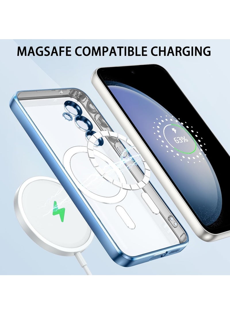 MIGOFAST Magnetic Clear Case for Samsung Galaxy A56 with Camera Lens Protector Magsafe Compatible Electroplated Soft TPU Shockproof Anti-Scratch Phone Case for Galaxy A56 Sky Blue - Image 4