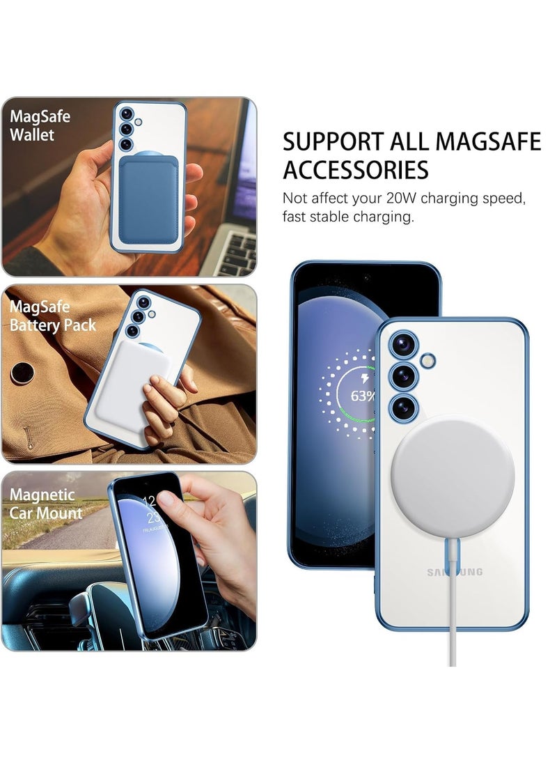 MIGOFAST Magnetic Clear Case for Samsung Galaxy A56 with Camera Lens Protector Magsafe Compatible Electroplated Soft TPU Shockproof Anti-Scratch Phone Case for Galaxy A56 Sky Blue - Image 2