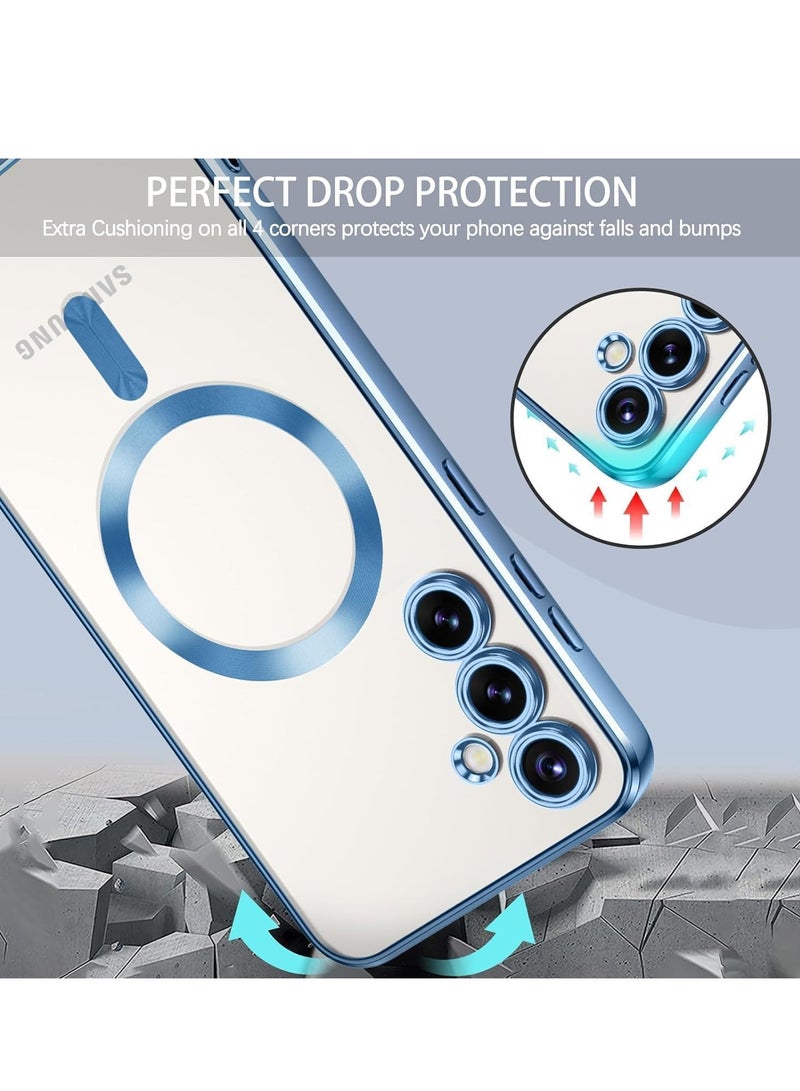 MIGOFAST Magnetic Clear Case for Samsung Galaxy A56 with Camera Lens Protector Magsafe Compatible Electroplated Soft TPU Shockproof Anti-Scratch Phone Case for Galaxy A56 Sky Blue - Image 3