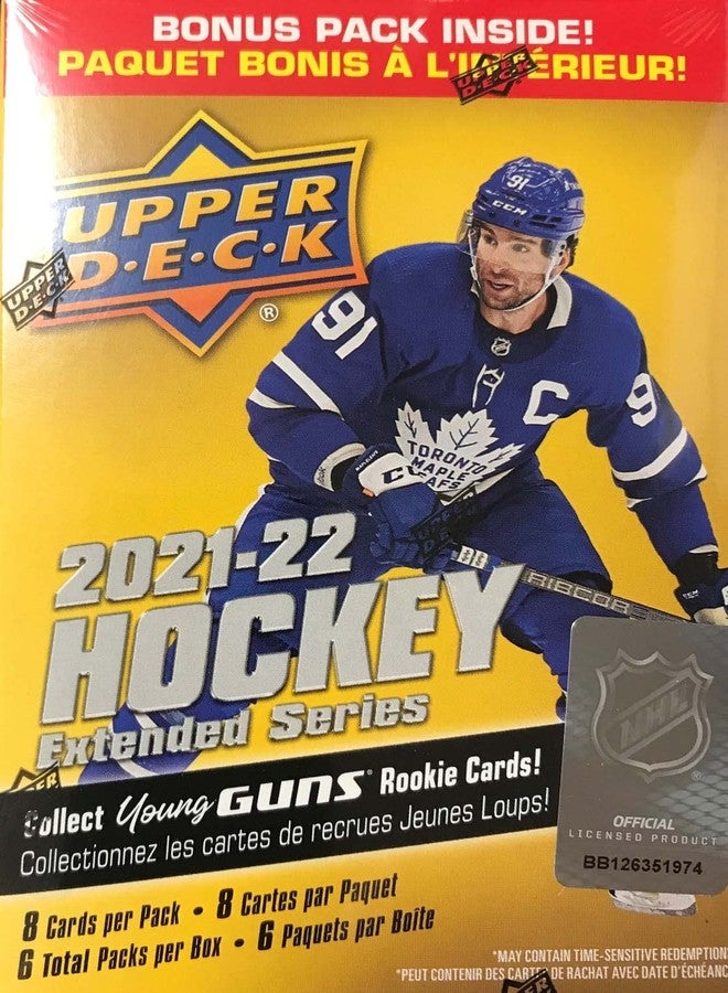 Upper Deck 2021 2022 Upper Deck Hockey EXTENDED Series Factory Sealed Unopened Blaster Box of Packs Possible Young Guns Rookies and Jerseys - Image 1