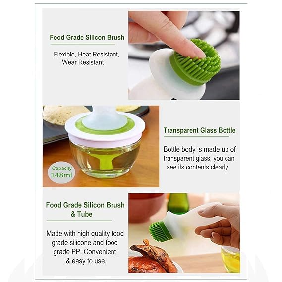 Botash Chefs Basting Set Silicone Oil Dispenser Pastry Brush Glass Docking Bowl Set for CookingBBQBaking and GrillingInnovative Kitchen Gadget1pcsMulticolour - Image 5