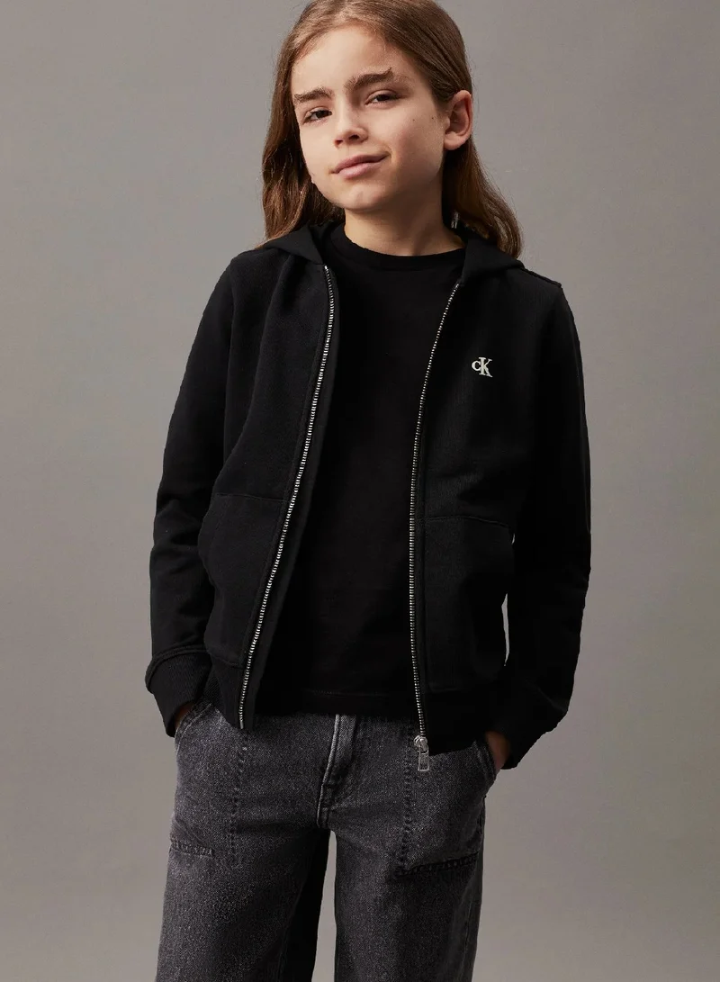 Calvin Klein Jeans Logo Terry Zip Up Hoodie