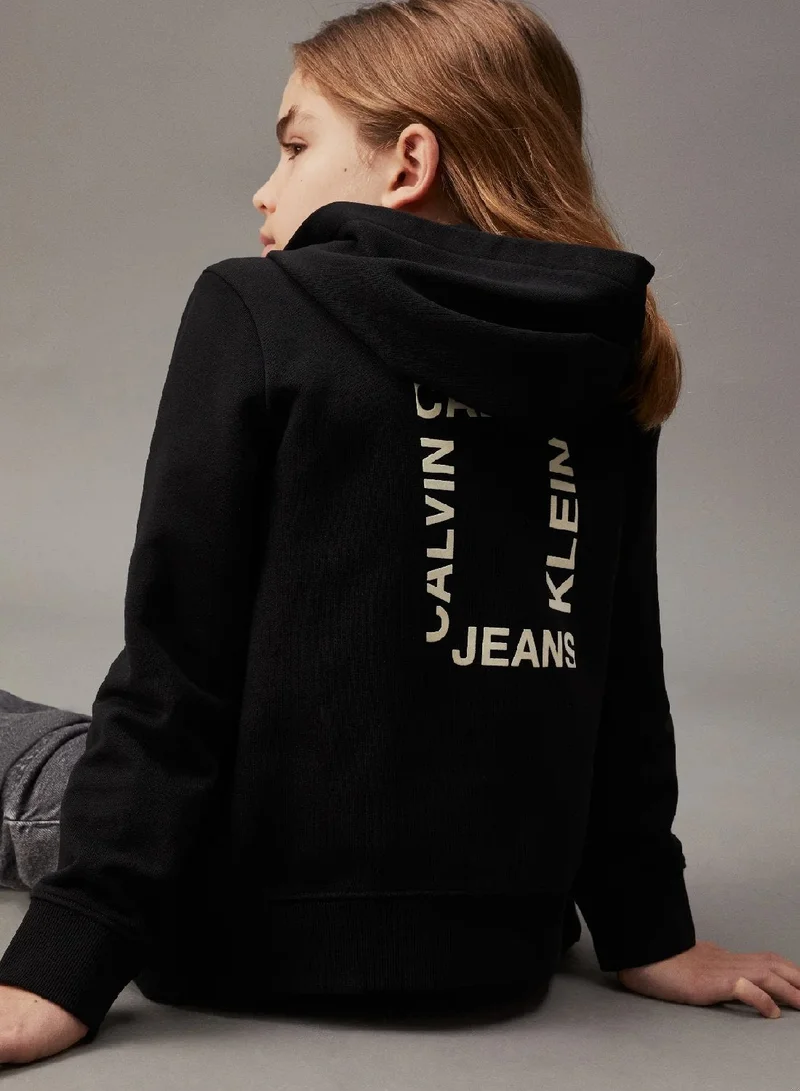 Calvin Klein Jeans Ck Black Logo Terry Zip Up Hoodie for Men | Best Price UAE