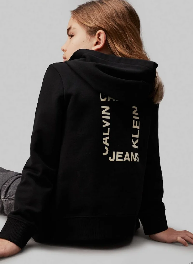 Calvin Klein Jeans Ck Black Logo Terry Zip Up Hoodie for Men | Best Price UAE