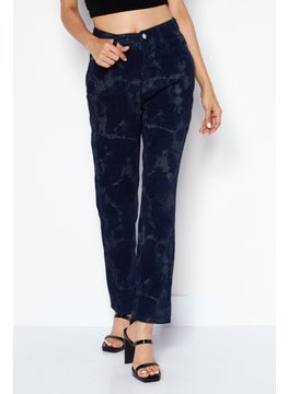 Missguided Women Regular Fit Tie Dyed Corduroy Pants, Navy  - Image 1