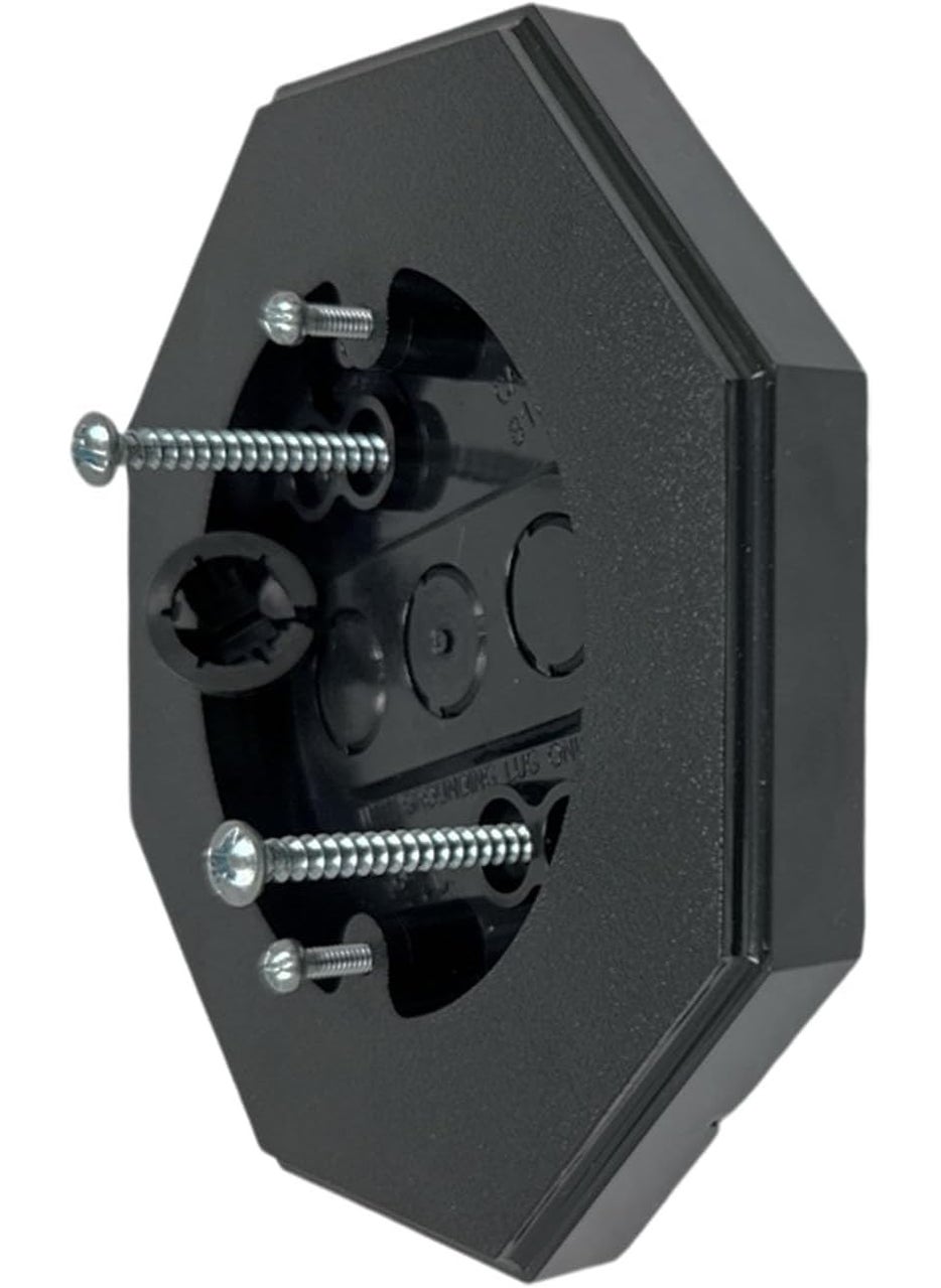iMBAPrice iMBAPrice IMBA8161BK Vertical Siding Lamp Octagon Mounting Kit with Builtin Box for Outdoor Smooth Flat Surface Black  - Image 1