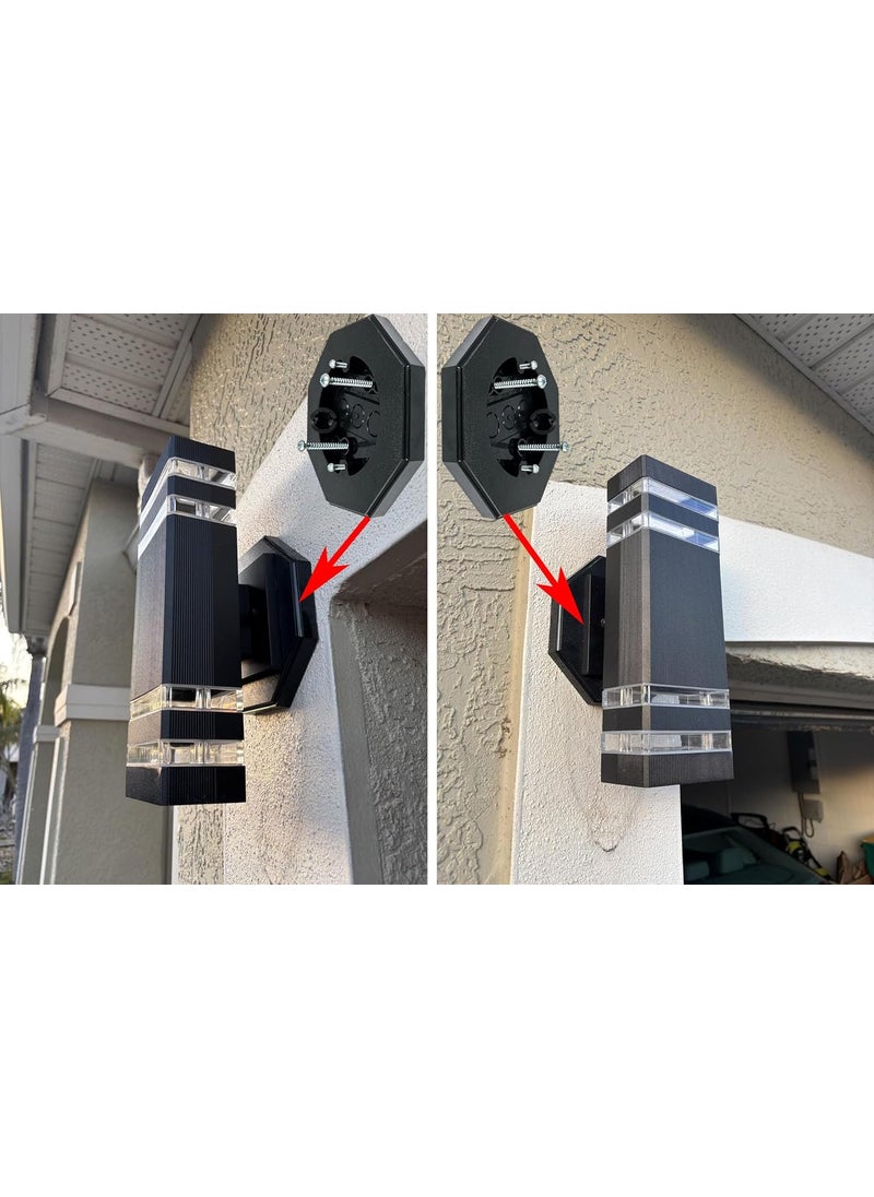 iMBAPrice iMBAPrice IMBA8161BK Vertical Siding Lamp Octagon Mounting Kit with Builtin Box for Outdoor Smooth Flat Surface Black  - Image 3