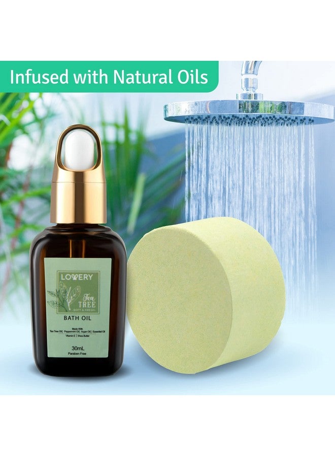 LOVERY Christmas Tea Tree Bath Set - Luxury Home Spa Set with Calming Mint Fragrance - 15 pc Relaxation Gift Basket, Tea Tree Bath Oil,Shower Gel, Bubble Bath, Handmade Soap, Steamer Tablet, Potpourri & More - Image 4