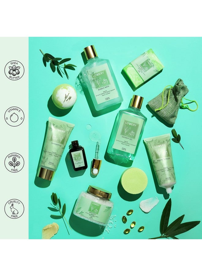 LOVERY Christmas Tea Tree Bath Set - Luxury Home Spa Set with Calming Mint Fragrance - 15 pc Relaxation Gift Basket, Tea Tree Bath Oil,Shower Gel, Bubble Bath, Handmade Soap, Steamer Tablet, Potpourri & More - Image 2