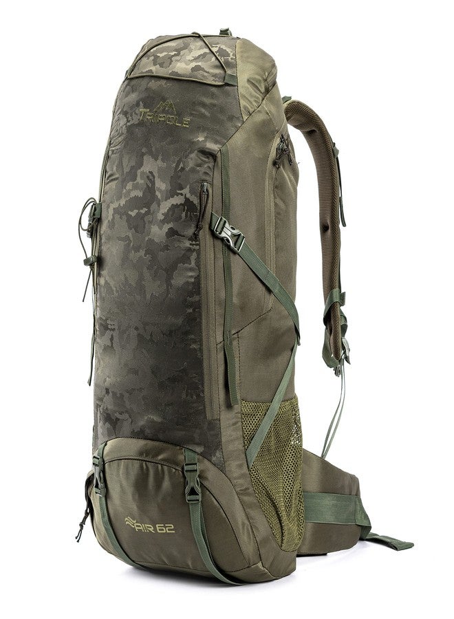 Tripole Air Trekking and Travel Rucksack with Rain Cover and Laptop Sleeve | 3 Year Warranty (Green, 62L) - Image 1