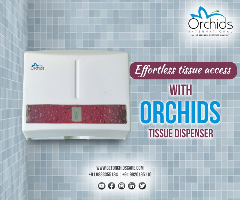 Orchids SMOOTH TOUCH Orchids Tissue Dispenser Wall Mounted Wall Mounted ABS Plastic Hand Paper Holder Paper Towel Dispenser for Home Office and Restroom, Business Commercial use (White) with One Packet Refill - Image 5