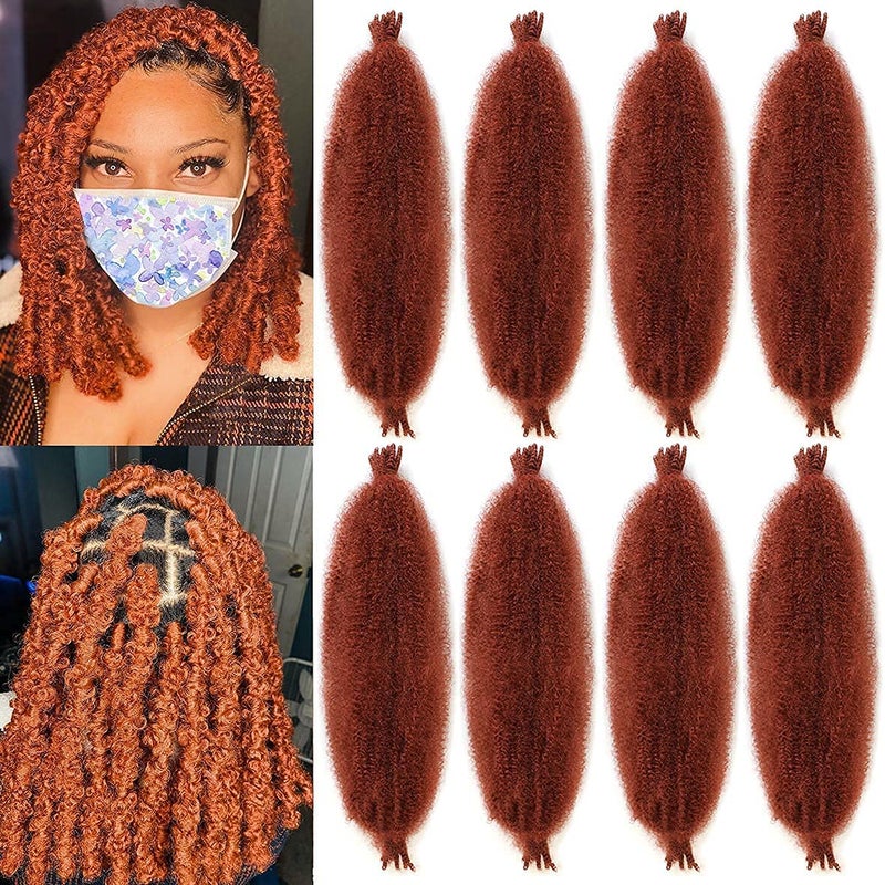 Xtrend 8 Packs Copper Red Springy Afro Twist Crochet Hair 16 Inch PreSeparated Spring Twist Hair Marley Crochet Braiding For Distressed Soft Locs Hair Extension For Women 8 StrandsPack350