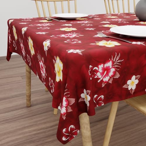 Wings Star Dining Table Cover for 6 Seater, 60 x 90 inch Size, Waterproof and Dustproof Table Sheet,Dining Table 6 Seater Waterproof Cover (Maroon Flower, Dining Table Cover (60x90 Inch)) - Image 2
