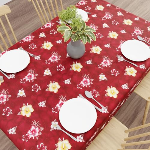 Wings Star Dining Table Cover for 6 Seater, 60 x 90 inch Size, Waterproof and Dustproof Table Sheet,Dining Table 6 Seater Waterproof Cover (Maroon Flower, Dining Table Cover (60x90 Inch)) - Image 3