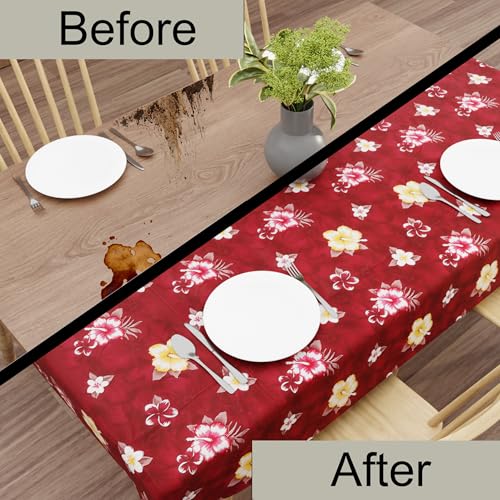 Wings Star Dining Table Cover for 6 Seater, 60 x 90 inch Size, Waterproof and Dustproof Table Sheet,Dining Table 6 Seater Waterproof Cover (Maroon Flower, Dining Table Cover (60x90 Inch)) - Image 4