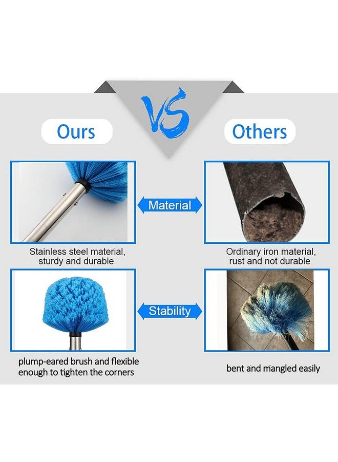 كوكونات منفضة غبار، منفضة غبار على شكل شبكة مع عمود تمديد، شعيرات متوسطة الصلابة، رأس منفضة غبار على شكل شبكة، ومنفضة غبار على شكل مروحة سقف بطول 6 أقدام من الفولاذ المقاوم للصدأ للتنظيف الداخلي والخارجي - Image 2