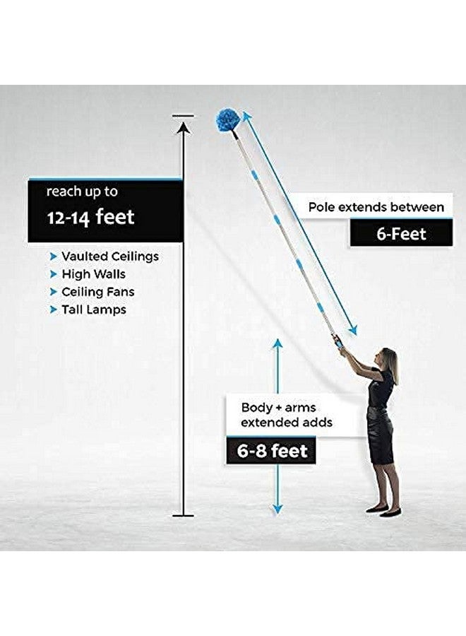 كوكونات منفضة غبار، منفضة غبار على شكل شبكة مع عمود تمديد، شعيرات متوسطة الصلابة، رأس منفضة غبار على شكل شبكة، ومنفضة غبار على شكل مروحة سقف بطول 6 أقدام من الفولاذ المقاوم للصدأ للتنظيف الداخلي والخارجي - Image 4